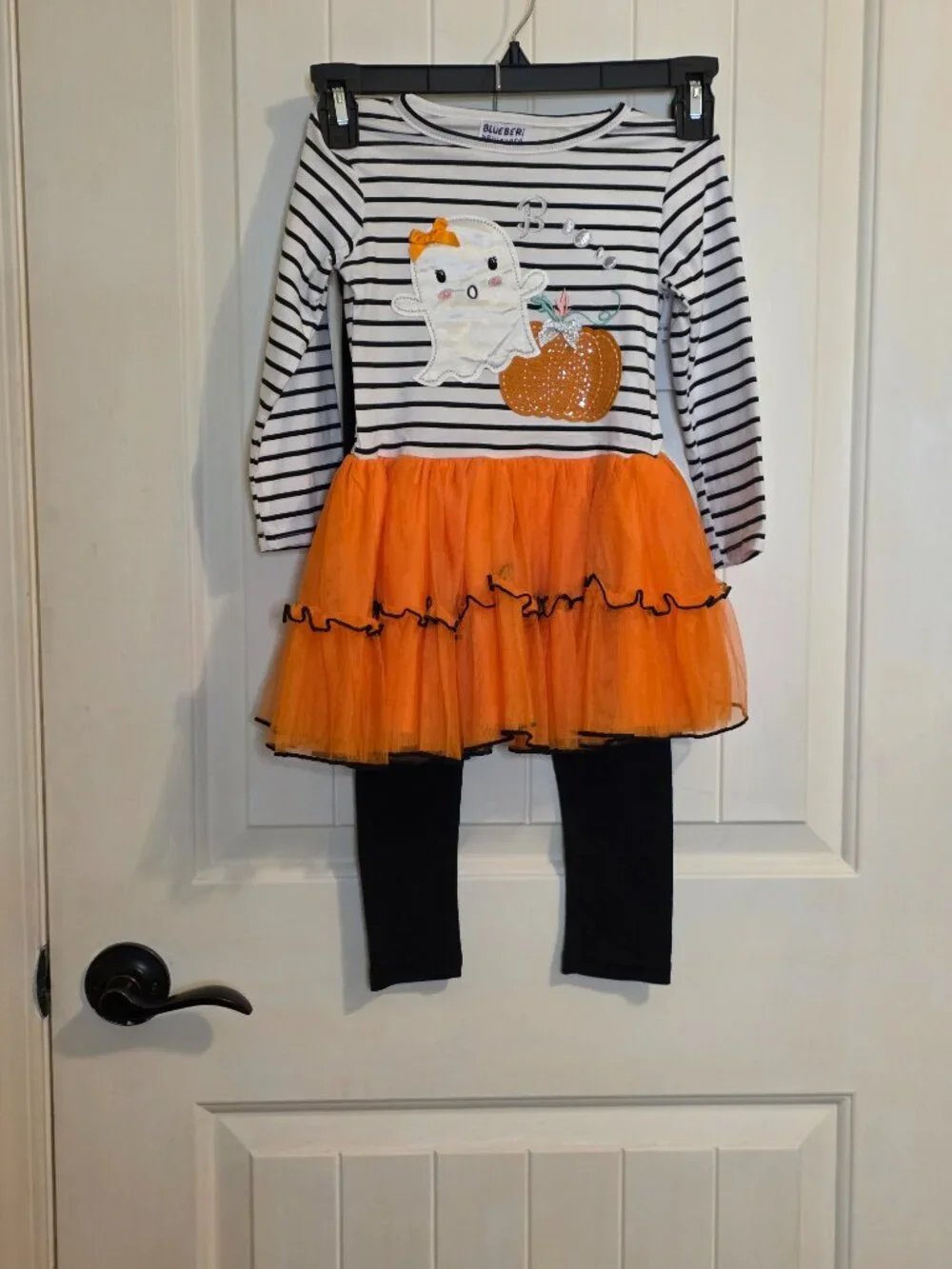 Blueberi Boulevard Halloween Ghost Pumpkin Tutu Tunic Leggings Set NWT Size 4